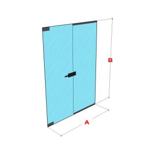 Szilárd fal ajtókkal  - 1x ajtó, 1x FIX, ajtókeret nélkül, kulccsal